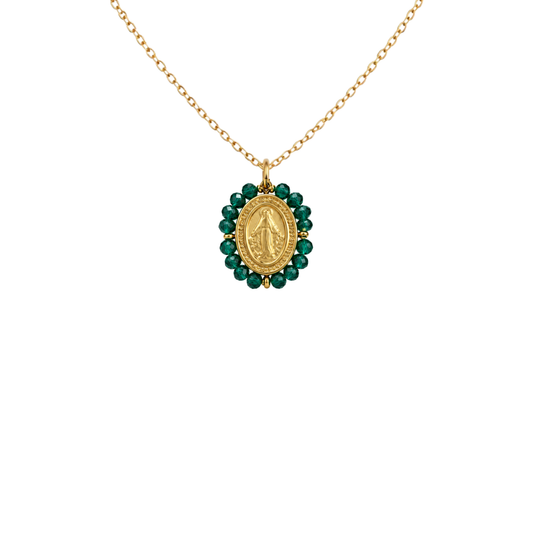 Collar VIRGEN MILAGROSA MINI VERDE OSCURO