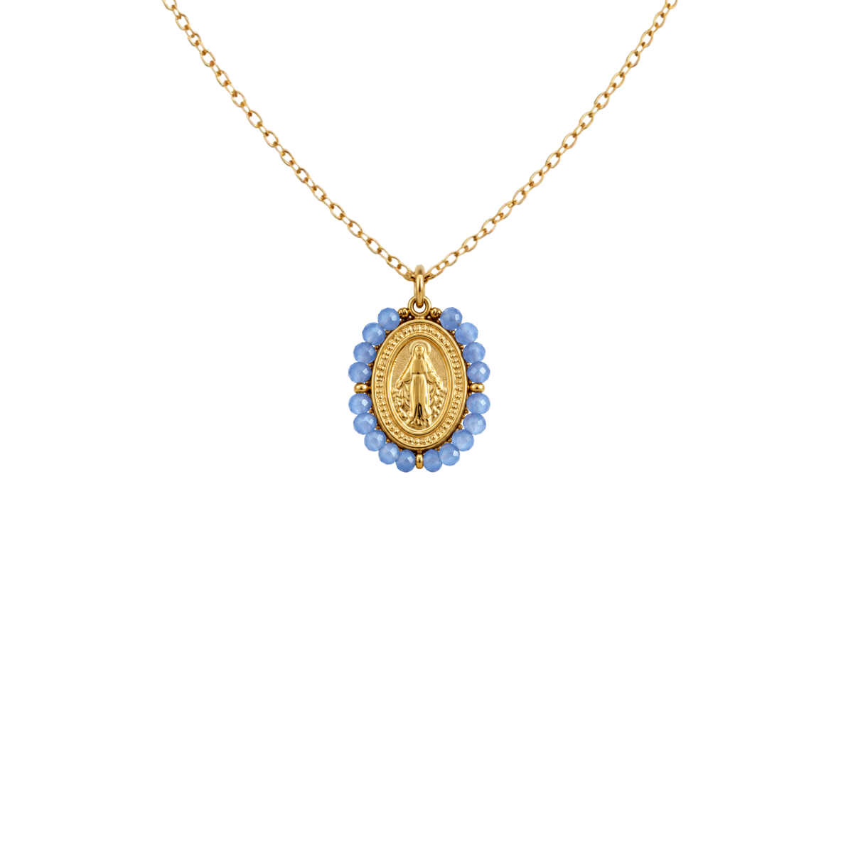 Collar VIRGEN MILAGROSA MINI AZUL CLARO