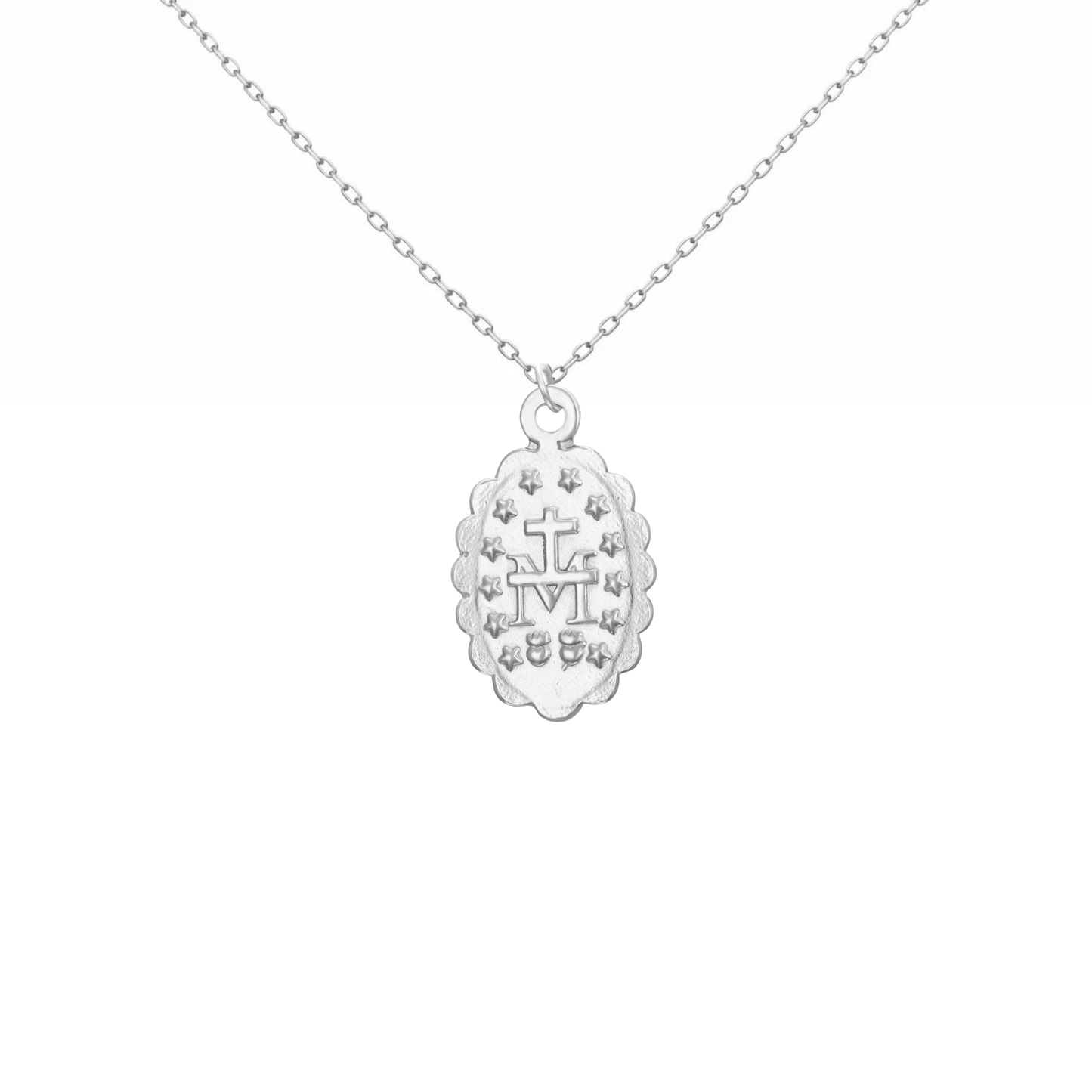 Collar VIRGEN MILAGROSA RELIEVE PLATEADO