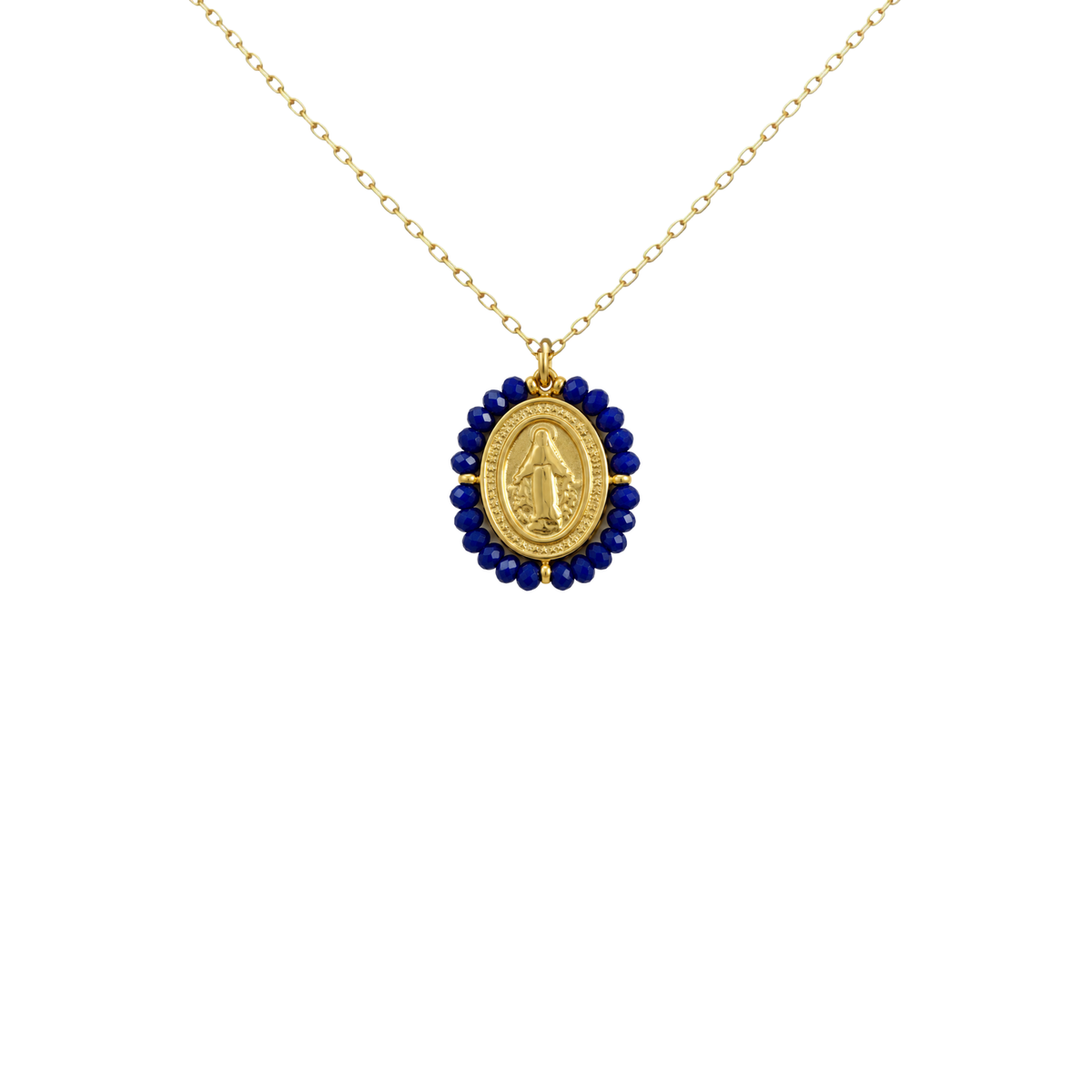 Collar VIRGEN MILAGROSA MINI AZUL OSCURO