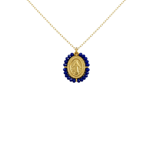 Collar VIRGEN MILAGROSA MINI AZUL OSCURO