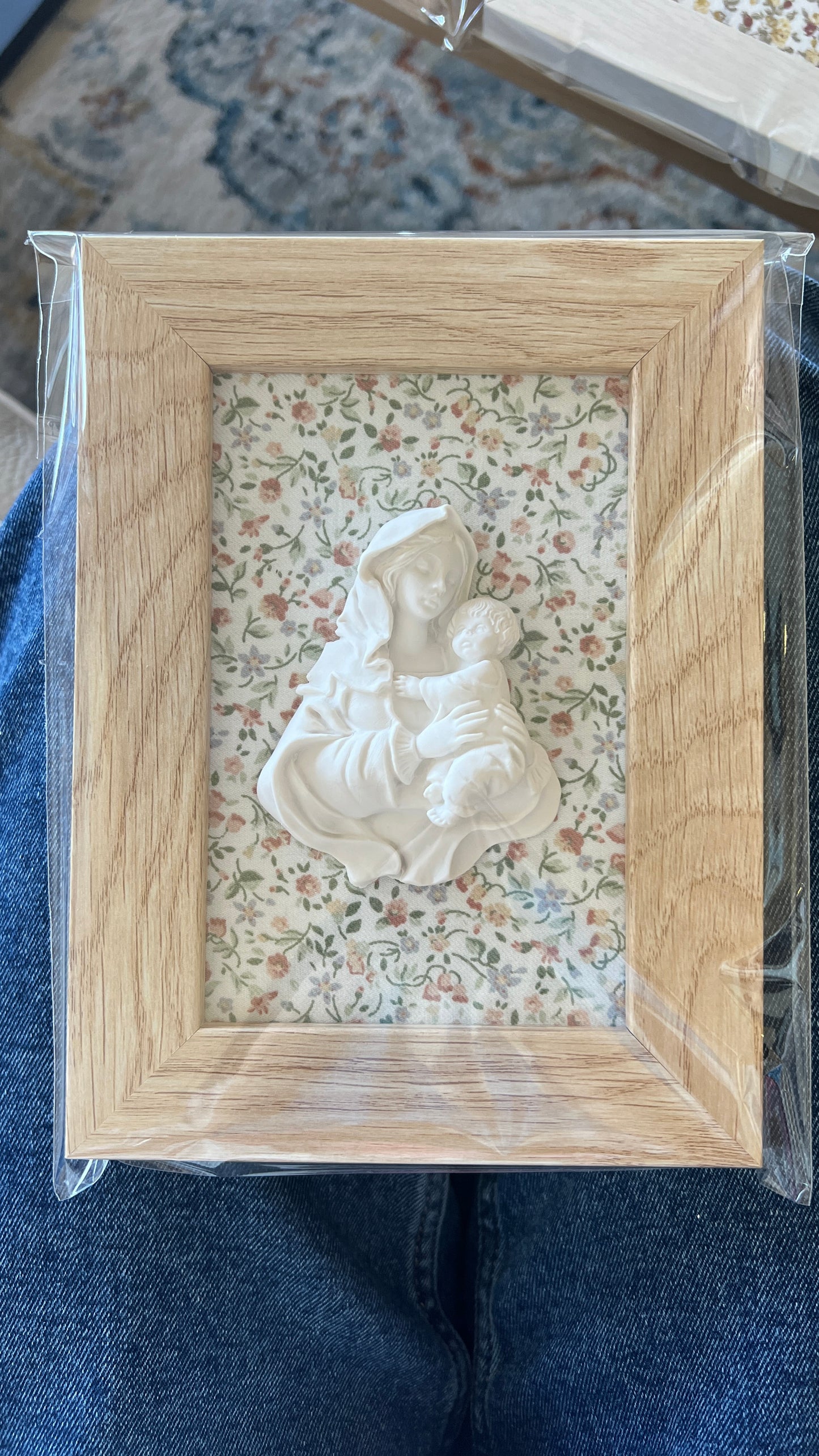 Cuadro Virgen de la Familia - Flores claritas (marco madera)