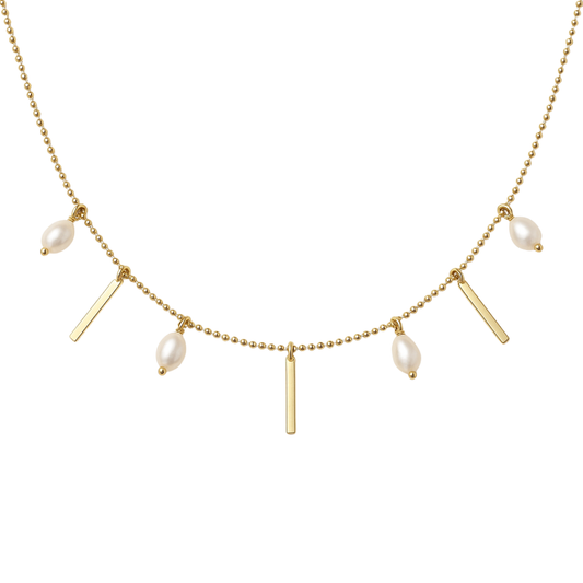 Collar BARRAS Y PERLAS DORADO