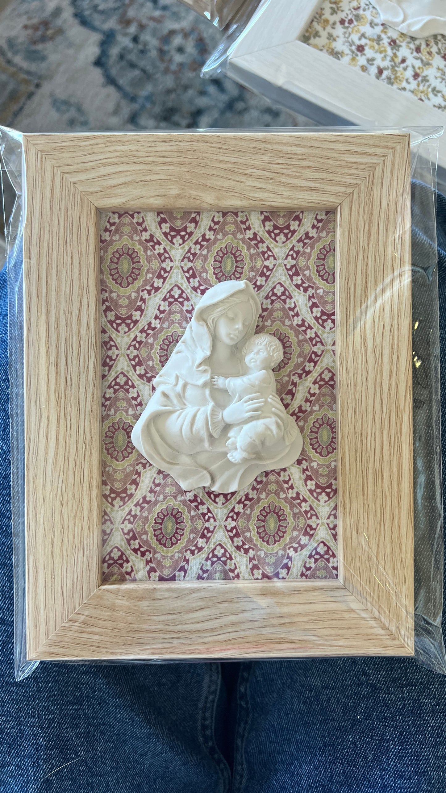Cuadro Virgen de la Familia - Rombos (marco madera)