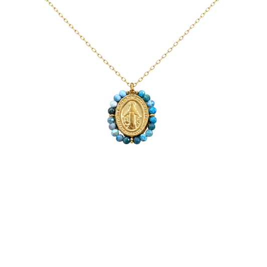 Collar VIRGEN MILAGROSA MINI AGUAMARINA