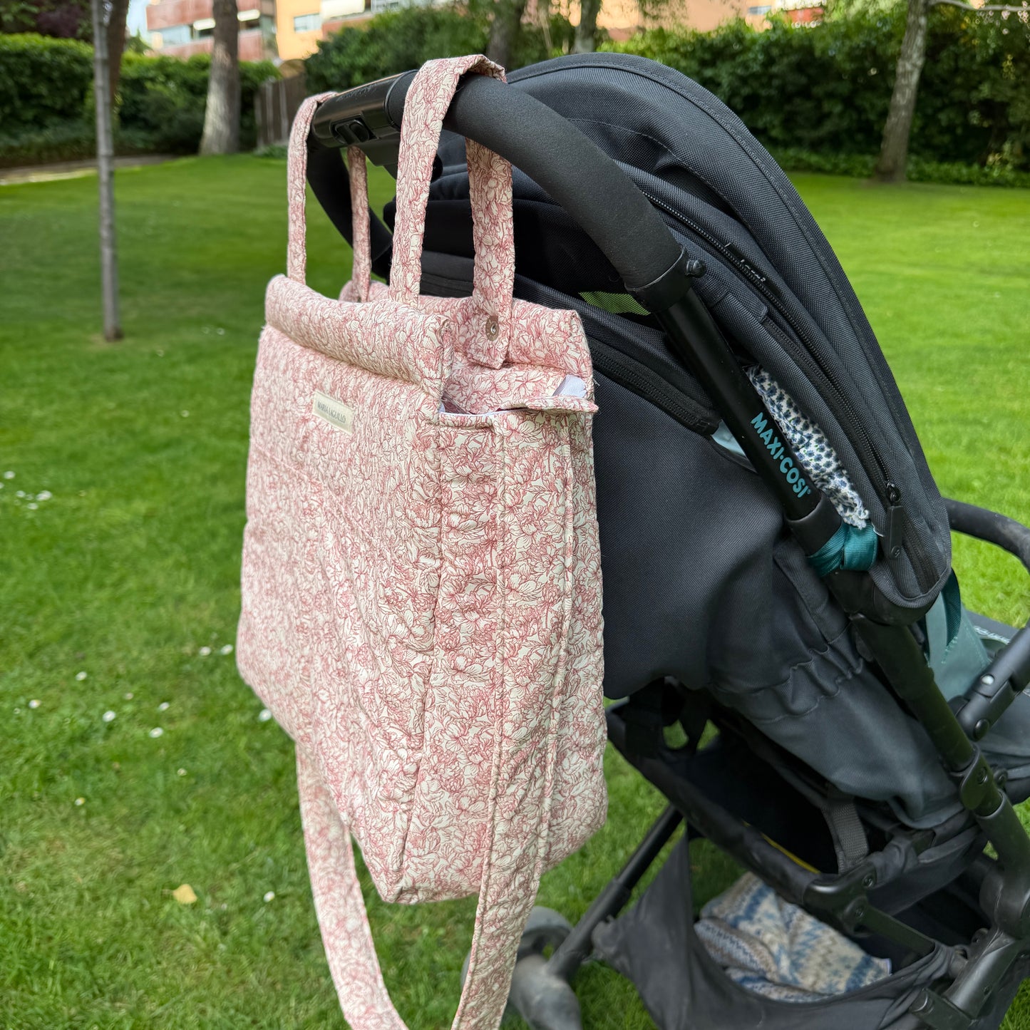 Bolso de carrito GRANDE FLORES ROJAS