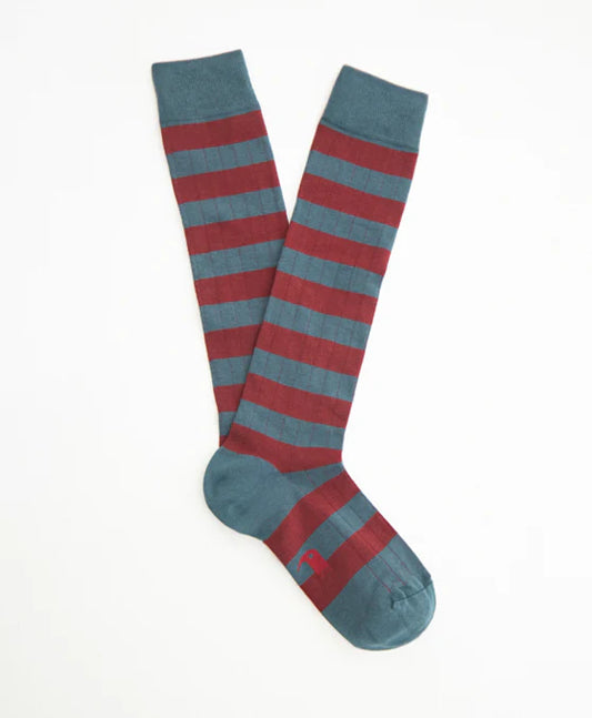 Calcetines largos RAYAS BURDEOS Y AZUL PETRÓLEO
