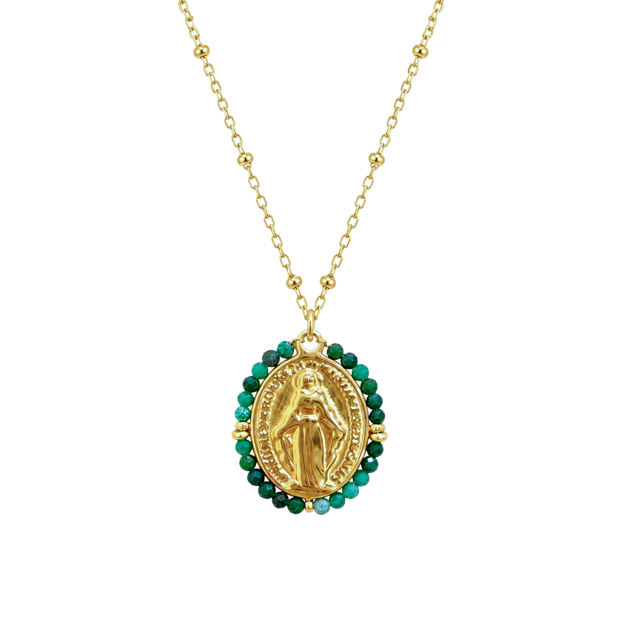 Collar VIRGEN VERDE ESMERALDA (Se enviará el lunes 29 de junio)