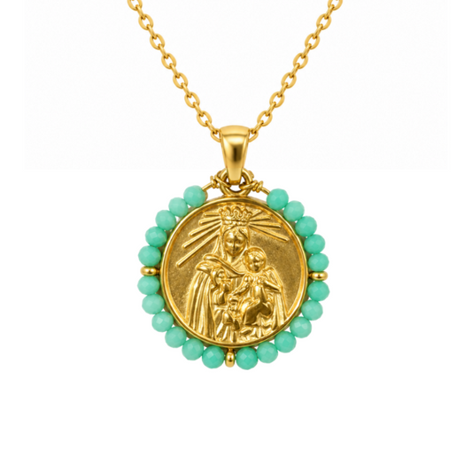 Collar VIRGEN DEL CARMEN TURQUESA