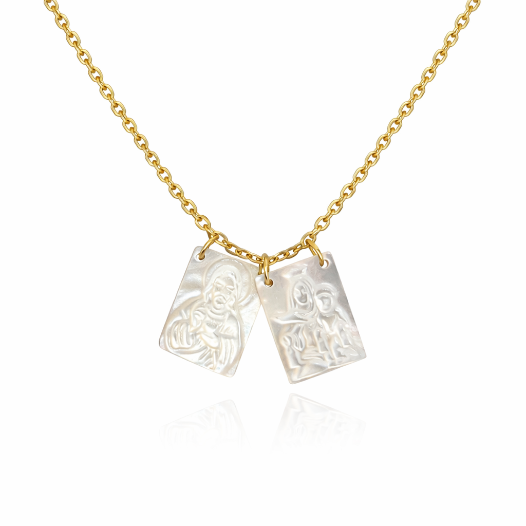 Collar ESCAPULARIO NÁCAR DORADO