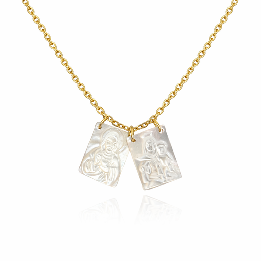 Collar ESCAPULARIO NÁCAR DORADO