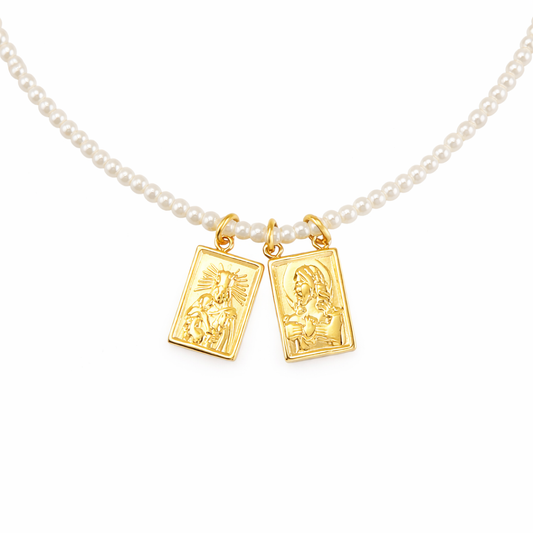 Collar ESCAPULARIO PERLAS DORADO