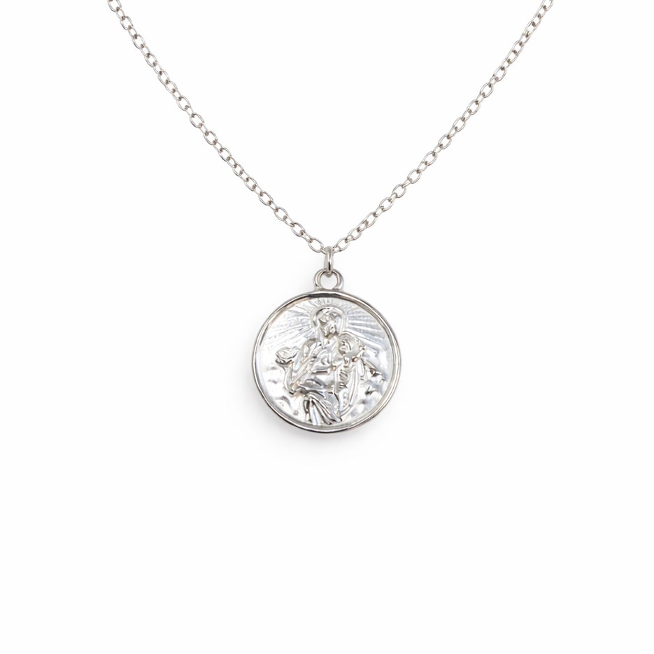 Collar VIRGEN DEL CARMEN FLOR PLATEADO