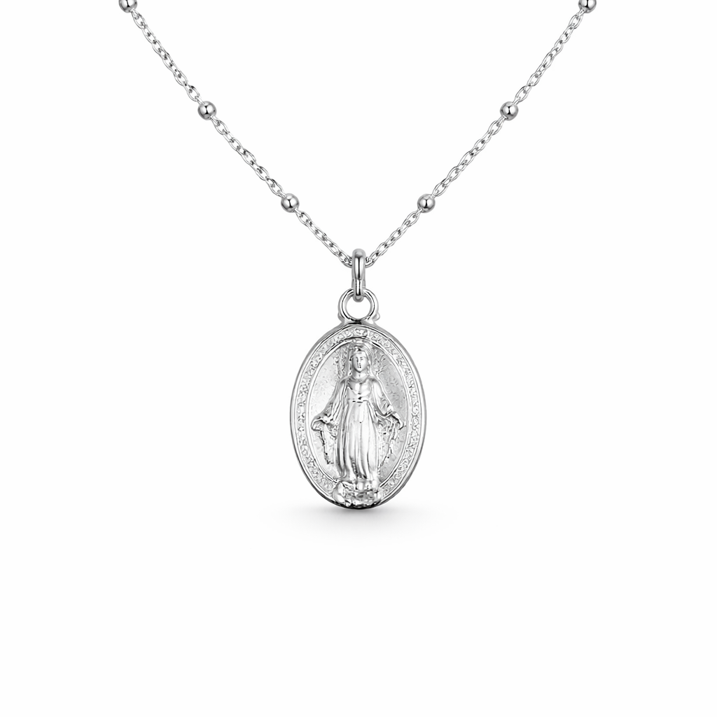 Collar VIRGEN MILAGROSA PLATEADO