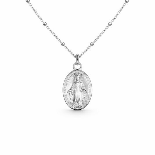 Collar VIRGEN MILAGROSA PLATEADO