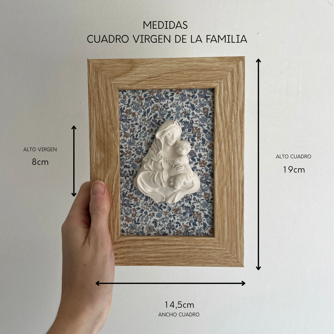 PRE-VENTA Cuadro Virgen de la Familia - Flores rosas y amarillas (marco madera) | Se enviará el miércoles 10 de diciembre