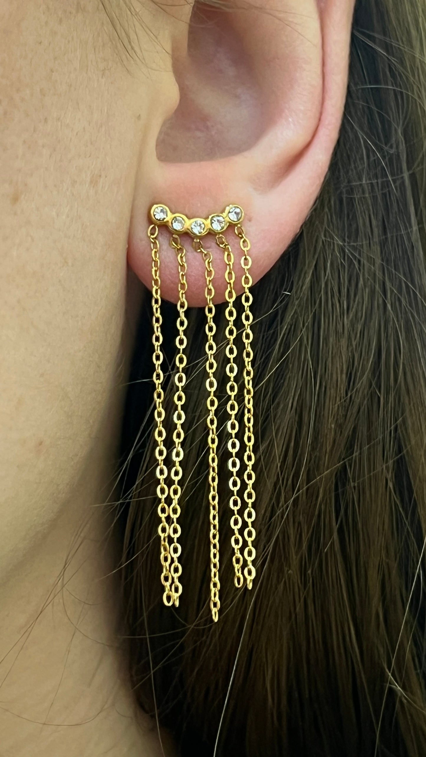 Pendientes CADENITAS BRILLO DORADO