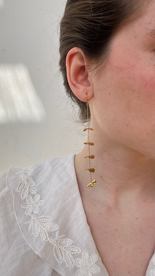 Pendientes LARGOS HOJITAS DORADO