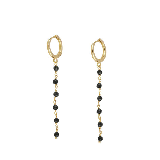 GOLD SPINELL STONE HOOPS EARRINGS 
