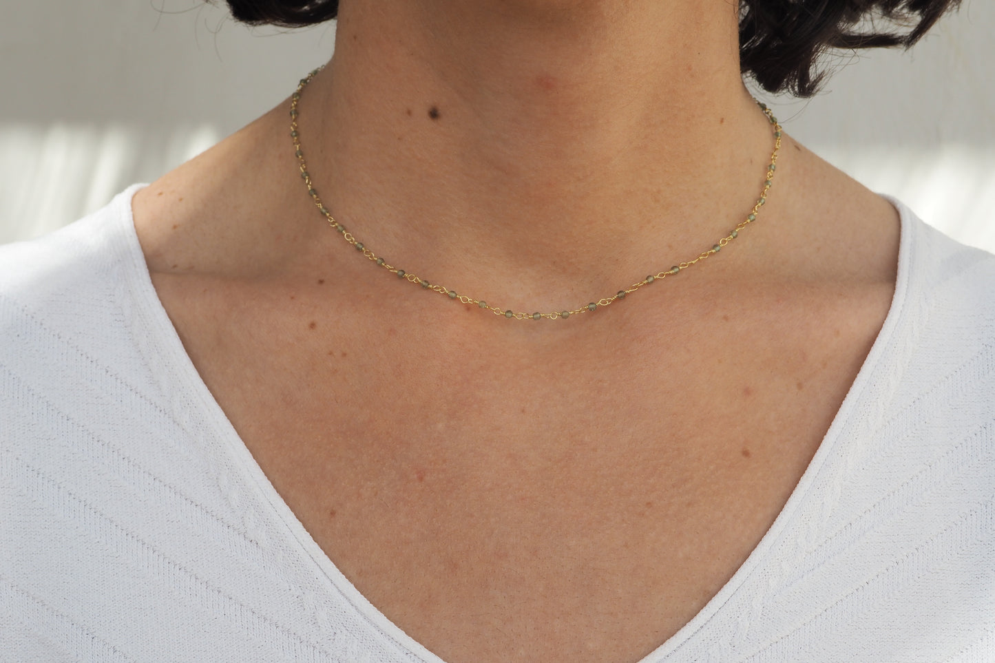 GREEN APATITE MINERAL GOLD Necklace