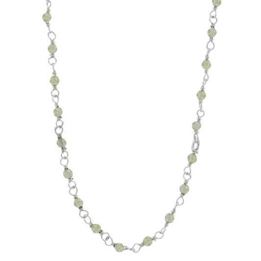 SILVER GREEN APATITE MINERAL Necklace