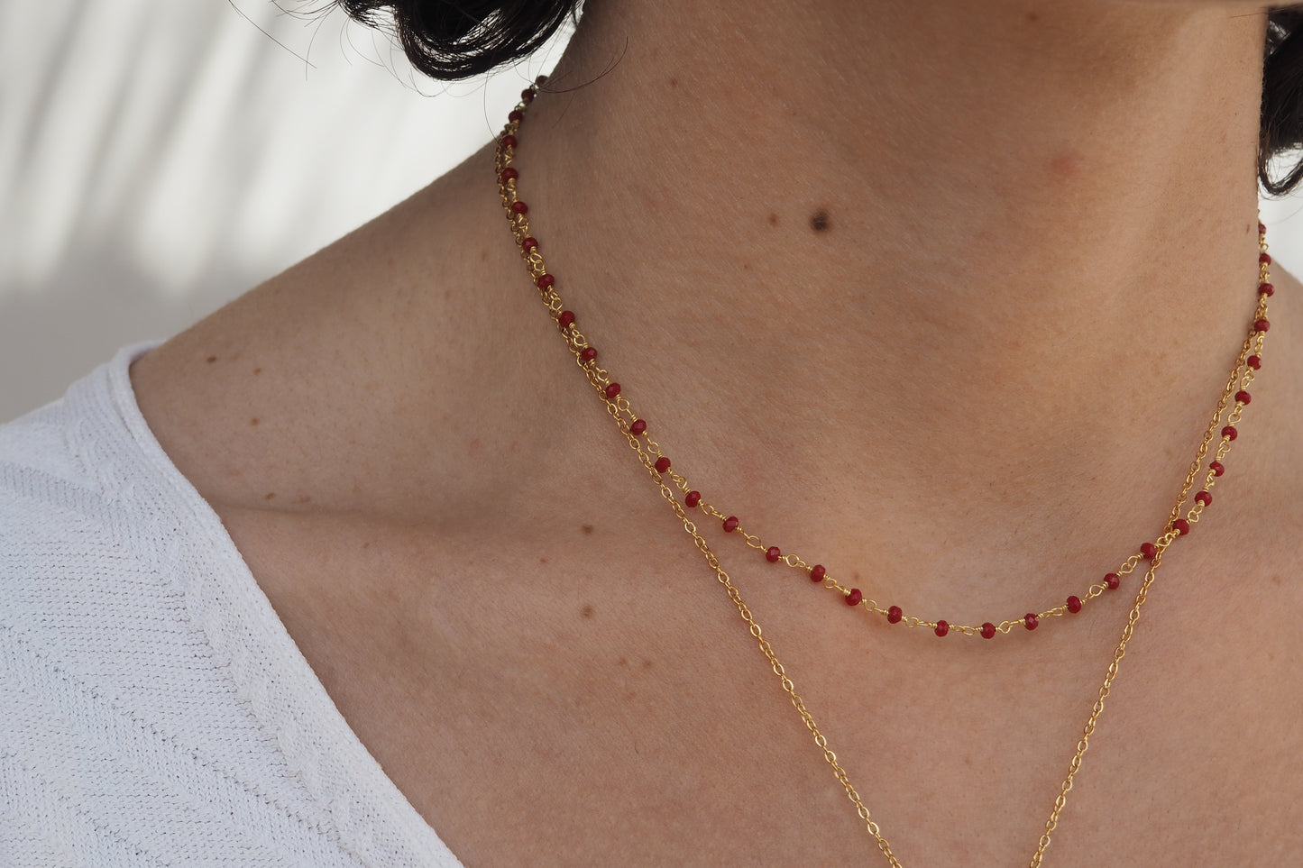MINERAL JADE RED GOLD NECKLACE