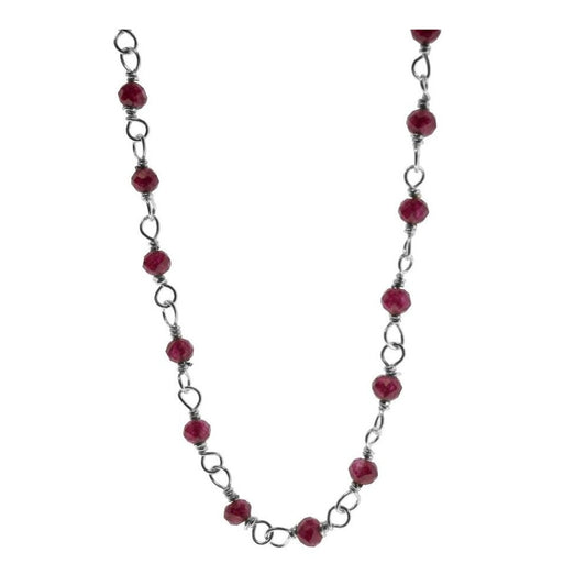 SILVER RED JADE MINERAL NECKLACE
