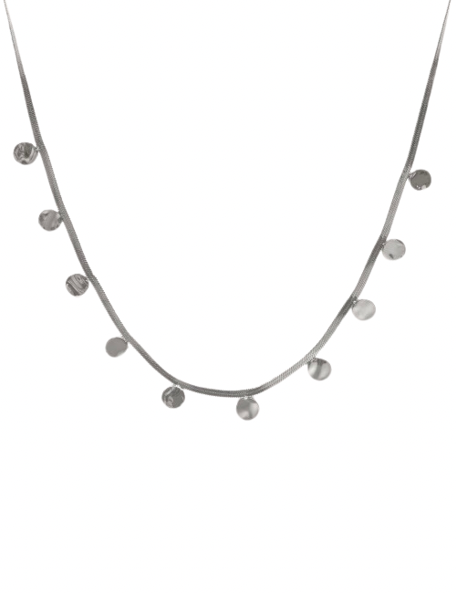 SILVER SPIKE COIN NECKLACE