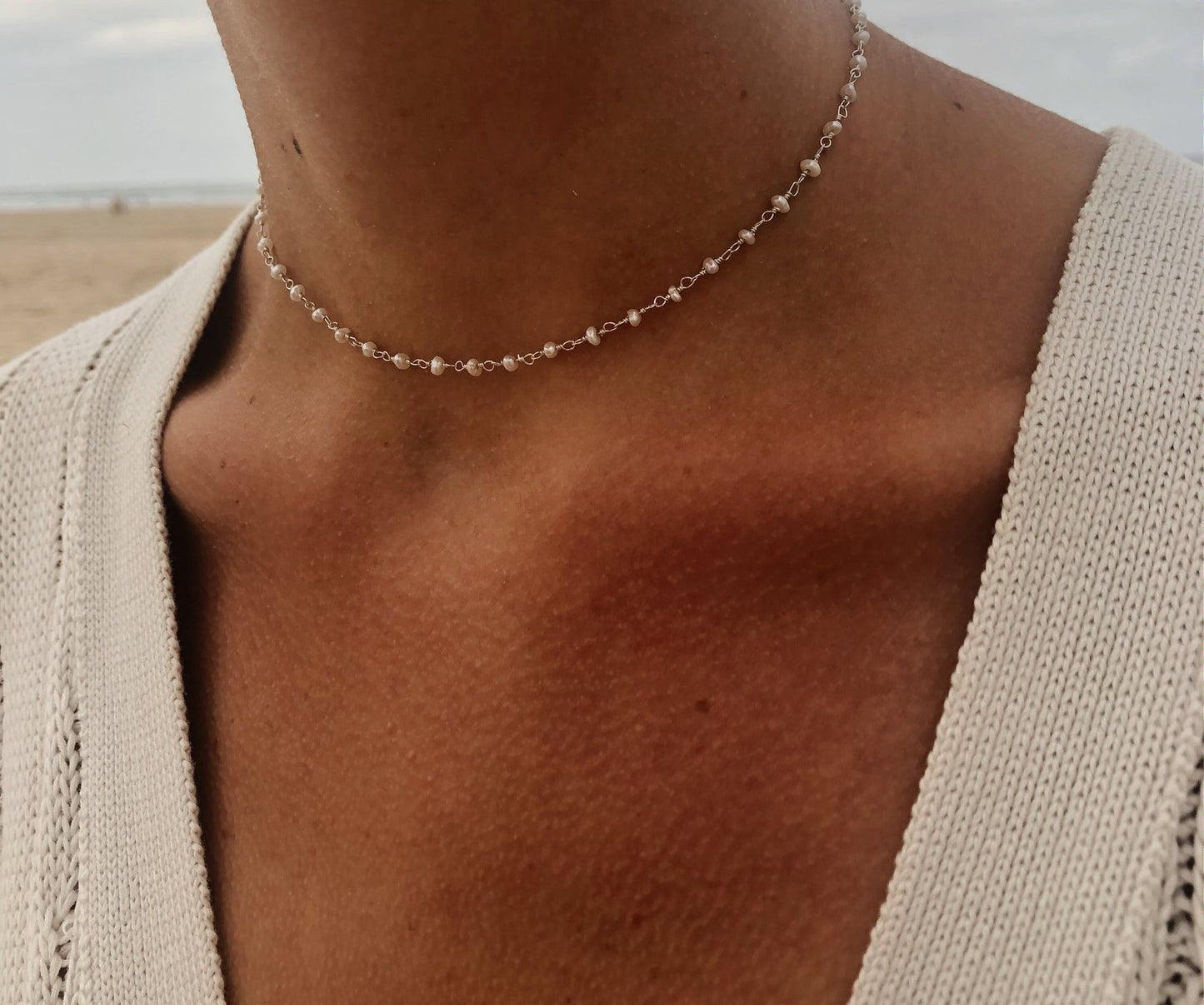 SILVER PEARL NECKLACE